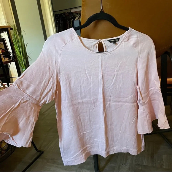 massimo dutti pink bell sleeve blouse - Picture 1 of 11